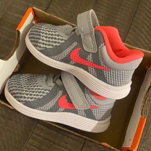 Pink & gray baby Nike shoes